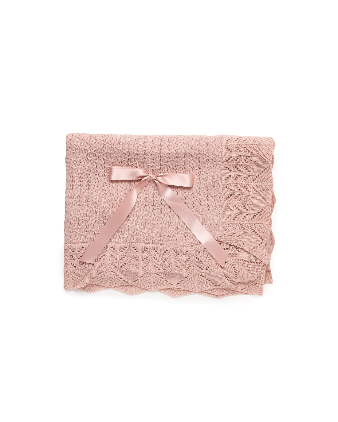 4-delige newbornset met kabelpatroon en kanten kraag, inclusief bijpassende deken