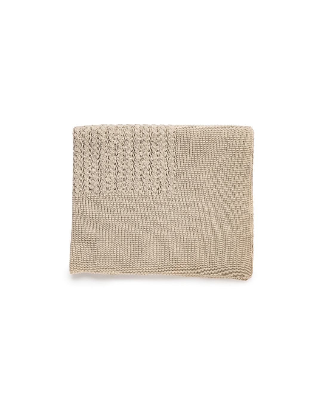 4-delige newbornset met gevlochten breiwerk en bijpassende deken