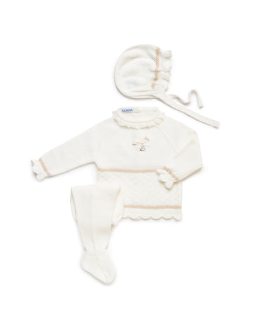 4-delige newbornset met ruitpatroon inclusief bijpassende deken