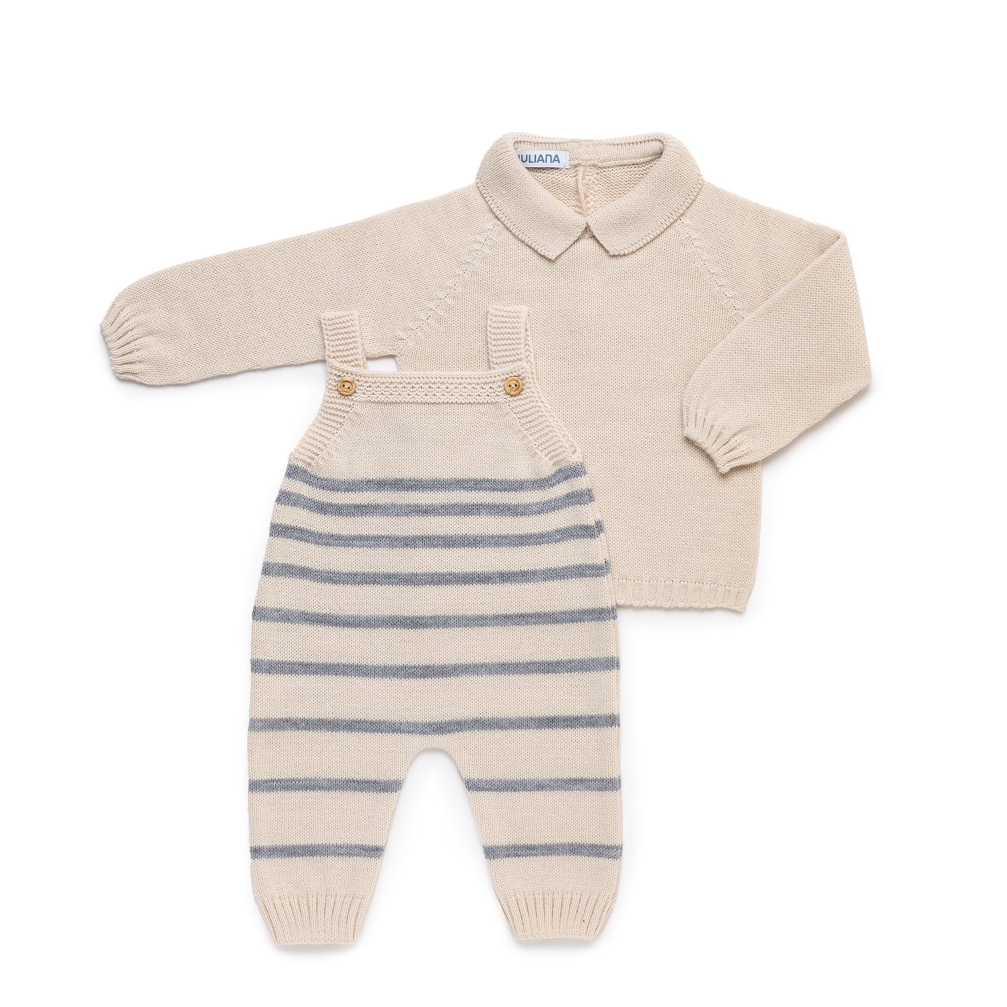 Gestreepte gebreide romper met trui