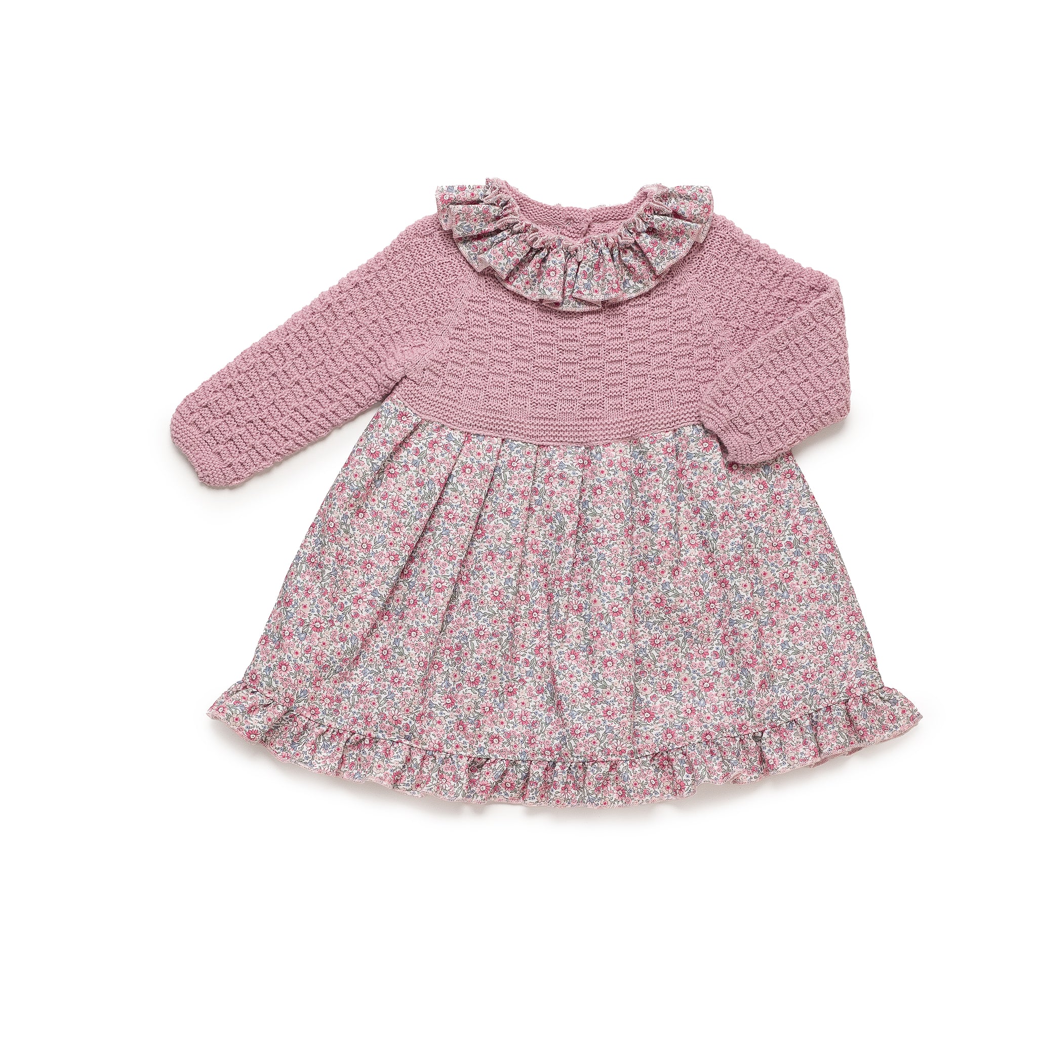 Gebreide lijfjejurk met bloemenrok