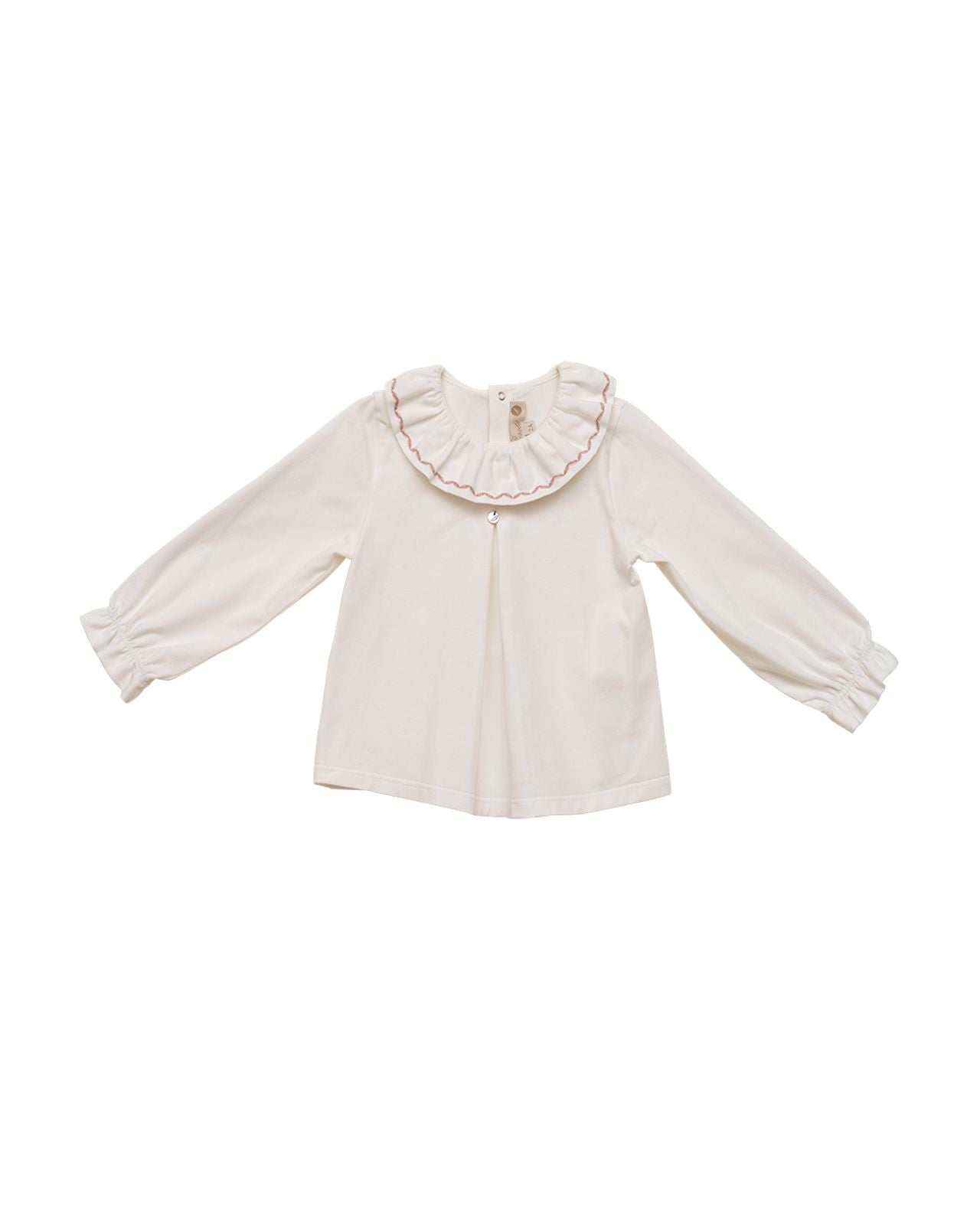 Meisjesblouse van 100% katoen met decoratieve kraag 