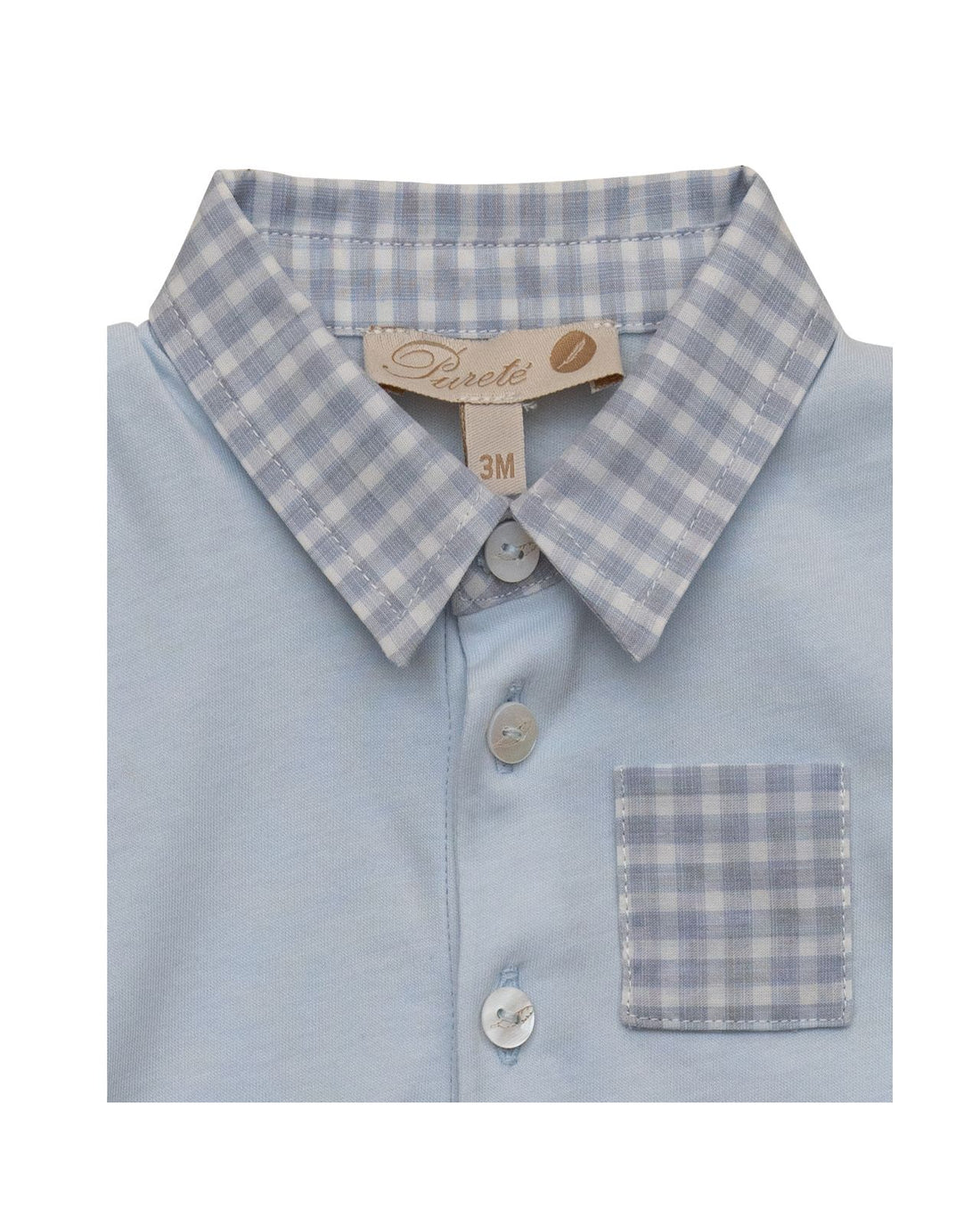 Babyrompertje met lange mouwen, kraag en zakje 