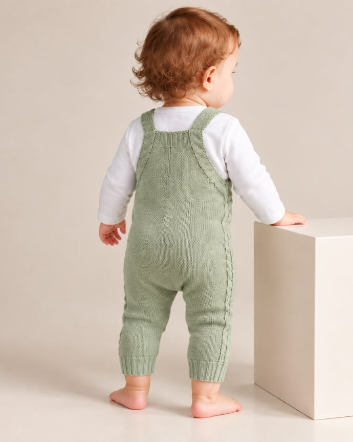 Baby gebreide romper met schouderbandjes en katoenen body 